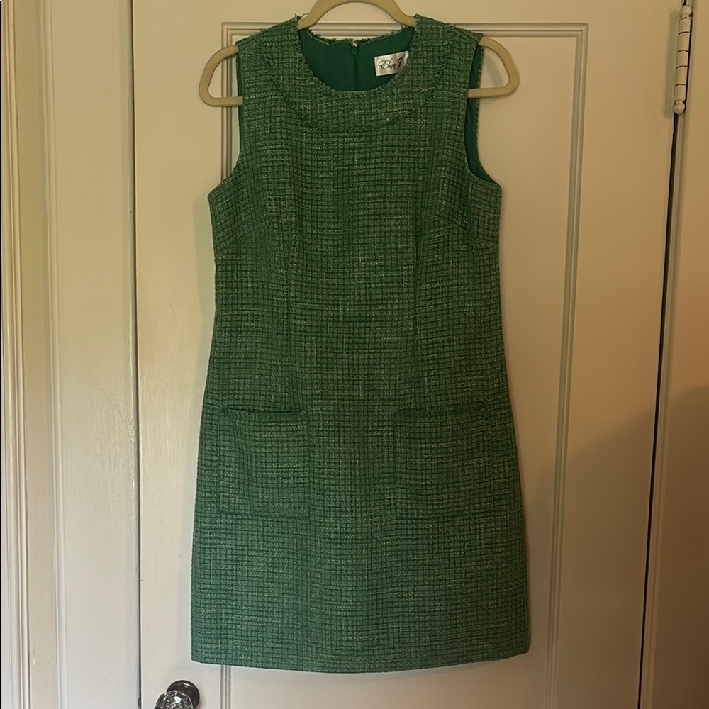 Elegant Green Tweed Dress
